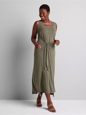 NWOT Lane Bryant Olive Sleeveless Knot-Front Maxi Dress